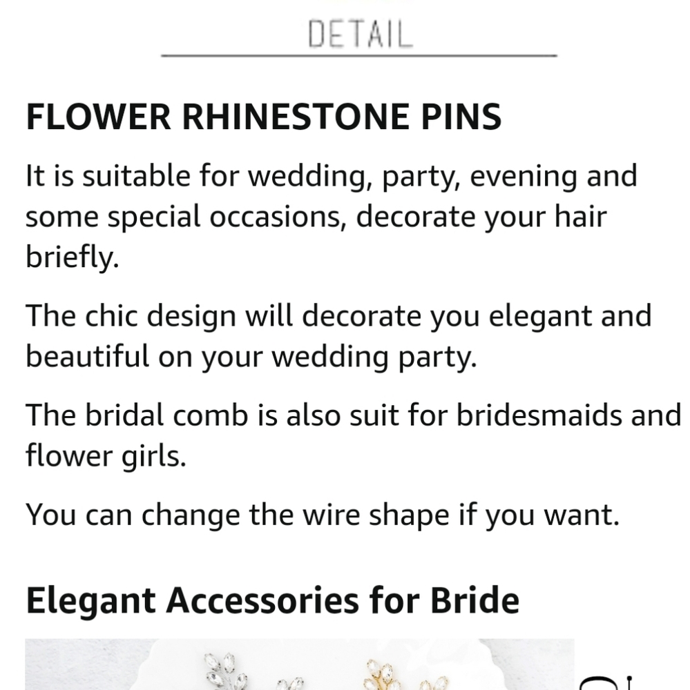 Gold Rhinestone headpiece pins - Picture 9 of 9